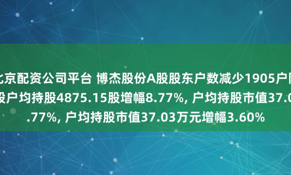 北京配资公司平台 博杰股份A股股东户数减少1905户降幅8.07%, 流通A股户均持股4875.15股增幅8.77%, 户均持股市值37.03万元增幅3.60%