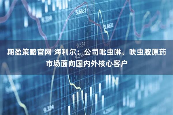 期盈策略官网 海利尔：公司吡虫啉、呋虫胺原药市场面向国内外核心客户